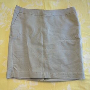 Womens Skirt Khaki Beige Pencil Straight Casual Lined Pocket Size 14 Merona